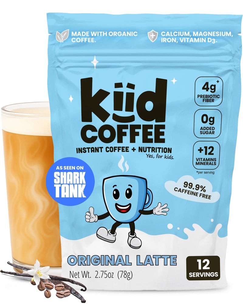 Kiid Coffee - 99.9% Caffeine-Free Organic Coffee for Kids - As Seen on Shark Tank - 12 Vitamins & Minerals, 4g Prebiotics, 0g Sugar - Non-GMO & Gluten-Free - Healthy Snack - Original - 12 Servings - Image 1